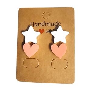 Peach Starheart Acrylic Stud Earrings – 2 Pair